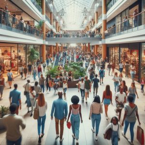 a busy mall full of people