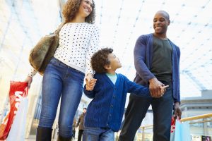 a picture of a family in a mall